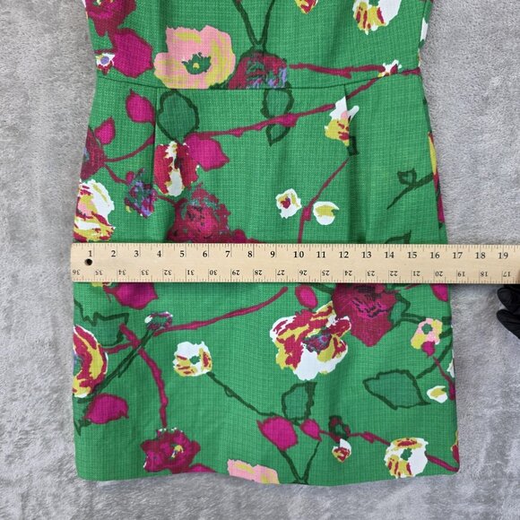 J Crew Dress Womens 0 Green Floral Sleeveless Sheath Pockets Style G2657 Spring - Picture 5 of 10